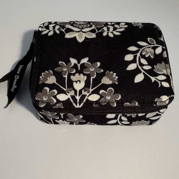 Vera Bradley Black Gray White Zipper Closure Jewelry Case 4.5 x 2.5 x 1.5 inches - Picture 9 of 9